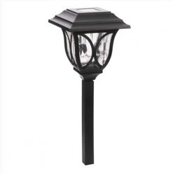 6-Light Black Solar LED Outdoor Post Light 8 Lumens Square Cage by Hampton Bay