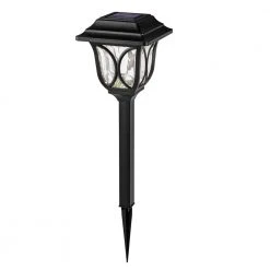 6-Light Black Solar LED Outdoor Post Light 8 Lumens Square Cage by Hampton Bay -Hampton Bay Sales black hampton bay path lights hd41233 c3 1000