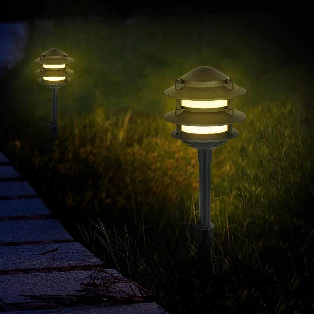 Elmore Low Voltage Black Outdoor Integrated LED 3-Tier Metal Landscape Path Light with Frosted Plastic Lens by Hampton Bay 4 Elmore Low Voltage Black Outdoor Integrated LED 3-Tier Metal Landscape Path Light with Frosted Plastic Lens by Hampton Bay - Image 4
