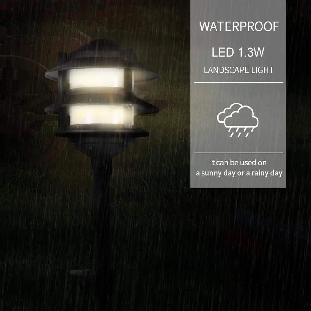 Elmore Low Voltage Black Outdoor Integrated LED 3-Tier Metal Landscape Path Light with Frosted Plastic Lens by Hampton Bay 9 Elmore Low Voltage Black Outdoor Integrated LED 3-Tier Metal Landscape Path Light with Frosted Plastic Lens by Hampton Bay - Image 9