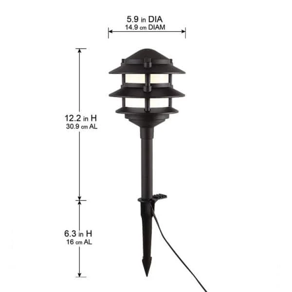 Elmore Low Voltage Black Outdoor Integrated LED 3-Tier Metal Landscape Path Light with Frosted Plastic Lens by Hampton Bay 11 Elmore Low Voltage Black Outdoor Integrated LED 3-Tier Metal Landscape Path Light with Frosted Plastic Lens by Hampton Bay - Image 11