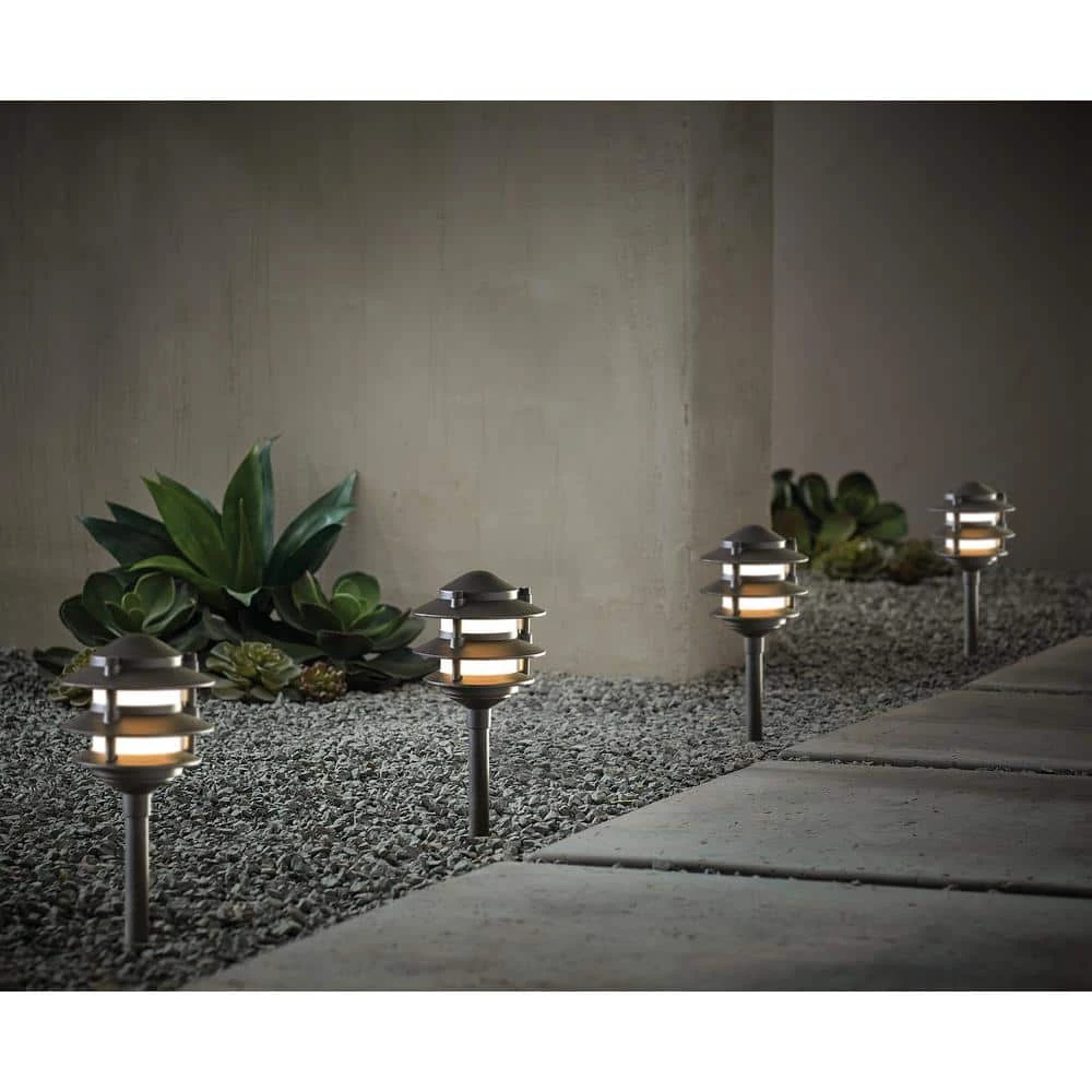 Elmore Low Voltage Black Outdoor Integrated LED 3-Tier Metal Landscape Path Light with Frosted Plastic Lens by Hampton Bay 2 Elmore Low Voltage Black Outdoor Integrated LED 3-Tier Metal Landscape Path Light with Frosted Plastic Lens by Hampton Bay - Image 2