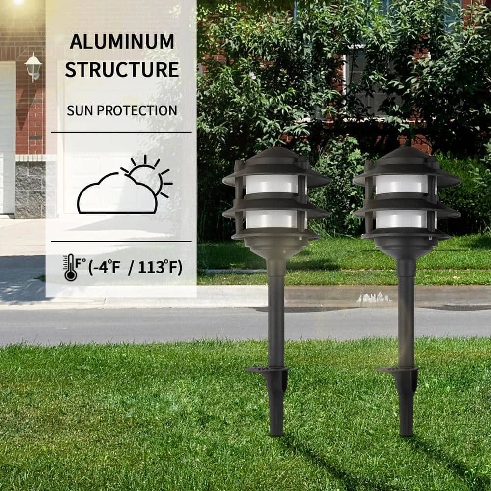 Elmore Low Voltage Black Outdoor Integrated LED 3-Tier Metal Landscape Path Light with Frosted Plastic Lens by Hampton Bay 10 Elmore Low Voltage Black Outdoor Integrated LED 3-Tier Metal Landscape Path Light with Frosted Plastic Lens by Hampton Bay - Image 10