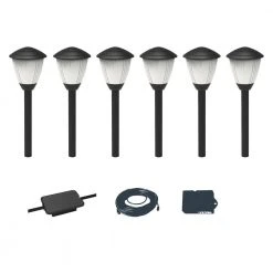 Lamar Park Low Voltage Black Integrated LED Path Lights with Easy Clip Connectors (6-Pack) by Hampton Bay