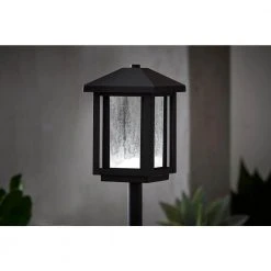 Cairo Low Voltage Square Transitional Black Integrated LED Path Light With Bubble Glass (1-Pack) by Hampton Bay -Hampton Bay Sales black hampton bay path lights l08457 a0 1000