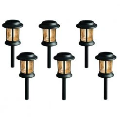 Solar Black Outdoor Integrated LED 3000K 12-Lumens Vintage Bulb Seedy Glass Landscape Pathway Light Set (6-Pack) by Hampton Bay