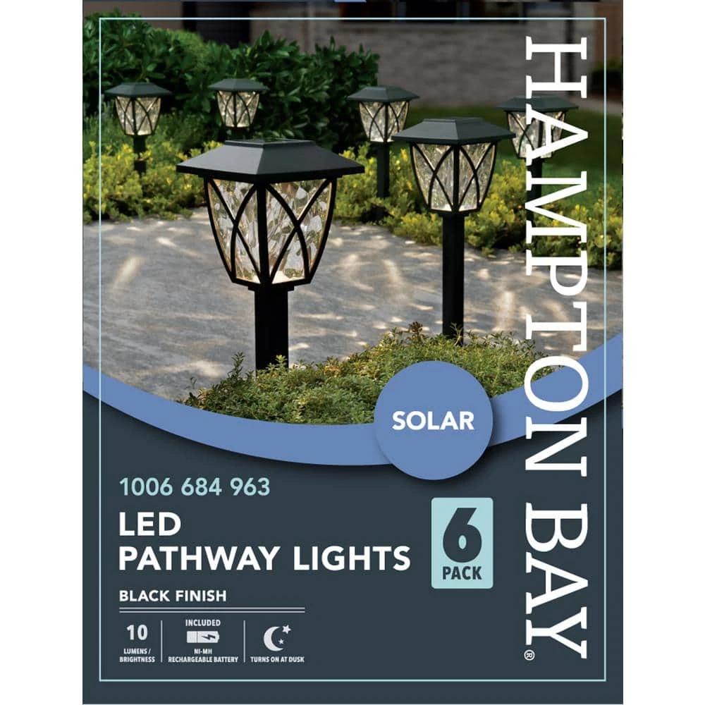 Solar Black LED Path Light 10 Lumens (6-Pack) by Hampton Bay 4 Solar Black LED Path Light 10 Lumens (6-Pack) by Hampton Bay - Image 4