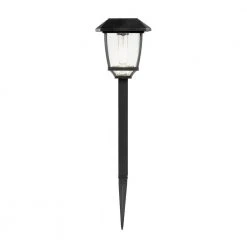 Solar Black LED Path Light 14 Lumens with Seedy Glass Lens and Vintage Bulb by Hampton Bay