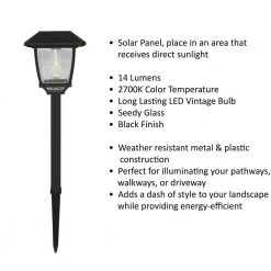 Solar Black LED Path Light 14 Lumens with Seedy Glass Lens and Vintage Bulb by Hampton Bay 19 Solar Black LED Path Light 14 Lumens with Seedy Glass Lens and Vintage Bulb by Hampton Bay -Hampton Bay Sales black hampton bay path lights p5100 01 22 c3 1000