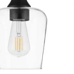 Pavlen 5.5 in. 1-Light Black Mini Pendant with Clear Glass Shade by Hampton Bay -Hampton Bay Sales black hampton bay pendant lights gs p070809bk 40 1000