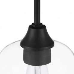 Pavlen 5.5 in. 1-Light Black Mini Pendant with Clear Glass Shade by Hampton Bay -Hampton Bay Sales black hampton bay pendant lights gs p070809bk a0 1000