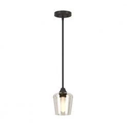 Pavlen 5.5 in. 1-Light Black Mini Pendant with Clear Glass Shade by Hampton Bay -Hampton Bay Sales black hampton bay pendant lights gs p070809bk c3 1000