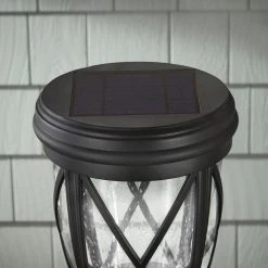 120 Lumens Black Solar Post Lantern by Hampton Bay -Hampton Bay Sales black hampton bay post lanterns 46274 66 1000