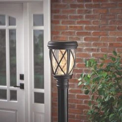 120 Lumens Black Solar Post Lantern by Hampton Bay -Hampton Bay Sales black hampton bay post lanterns 46274 c3 1000