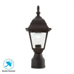 15.5 in. Black 1-Light Outdoor Post Lamp with Clear Beveled Glass Shade by Hampton Bay -Hampton Bay Sales black hampton bay post lanterns hb7026p 05 a0 1000