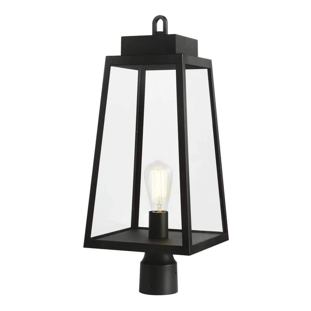 Corbin Modern 1-Light Black Outdoor Tapered Post Lantern Light by Hampton Bay 1 Corbin Modern 1-Light Black Outdoor Tapered Post Lantern Light by Hampton Bay