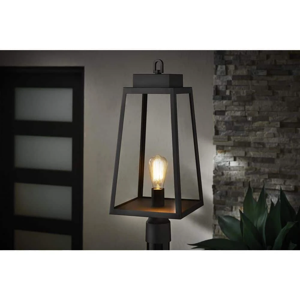 Corbin Modern 1-Light Black Outdoor Tapered Post Lantern Light by Hampton Bay 2 Corbin Modern 1-Light Black Outdoor Tapered Post Lantern Light by Hampton Bay - Image 2