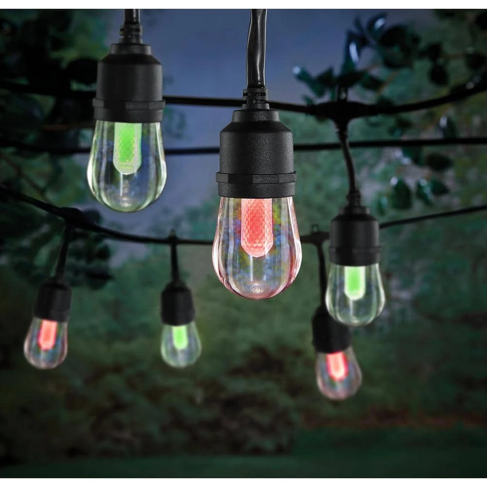 Outdoor/Indoor 24 ft. Smart Hubspace Plug-in Edison Bulb RGBW Color Changing LED String Light (12-Bulb) by Hampton Bay 3 Outdoor/Indoor 24 ft. Smart Hubspace Plug-in Edison Bulb RGBW Color Changing LED String Light (12-Bulb) by Hampton Bay - Image 3