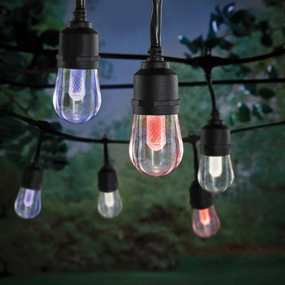 Outdoor/Indoor 24 ft. Smart Hubspace Plug-in Edison Bulb RGBW Color Changing LED String Light (12-Bulb) by Hampton Bay 6 Outdoor/Indoor 24 ft. Smart Hubspace Plug-in Edison Bulb RGBW Color Changing LED String Light (12-Bulb) by Hampton Bay - Image 6
