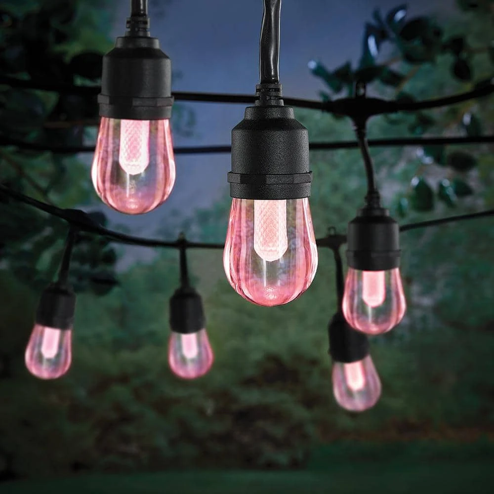 Outdoor/Indoor 24 ft. Smart Hubspace Plug-in Edison Bulb RGBW Color Changing LED String Light (12-Bulb) by Hampton Bay 7 Outdoor/Indoor 24 ft. Smart Hubspace Plug-in Edison Bulb RGBW Color Changing LED String Light (12-Bulb) by Hampton Bay - Image 7