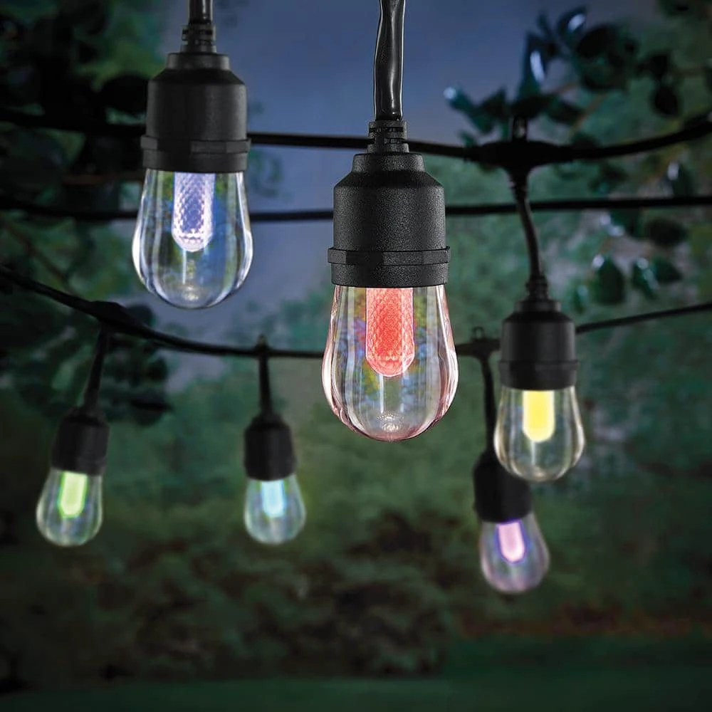 Outdoor/Indoor 24 ft. Smart Hubspace Plug-in Edison Bulb RGBW Color Changing LED String Light (12-Bulb) by Hampton Bay 2 Outdoor/Indoor 24 ft. Smart Hubspace Plug-in Edison Bulb RGBW Color Changing LED String Light (12-Bulb) by Hampton Bay - Image 2
