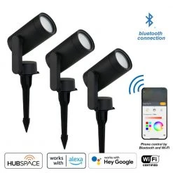 Low Voltage Black LED Spotlight with Smart Hubspace App Control (3-Pack) by Hampton Bay