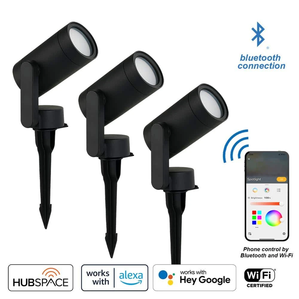 Low Voltage Black LED Spotlight with Smart Hubspace App Control (3-Pack) by Hampton Bay 1 Low Voltage Black LED Spotlight with Smart Hubspace App Control (3-Pack) by Hampton Bay