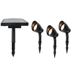 Solar 50 Lumens Black Integrated LED Spotlight with Remote Panel (3-Pack); Weather/Water/Rust Resistant by Hampton Bay