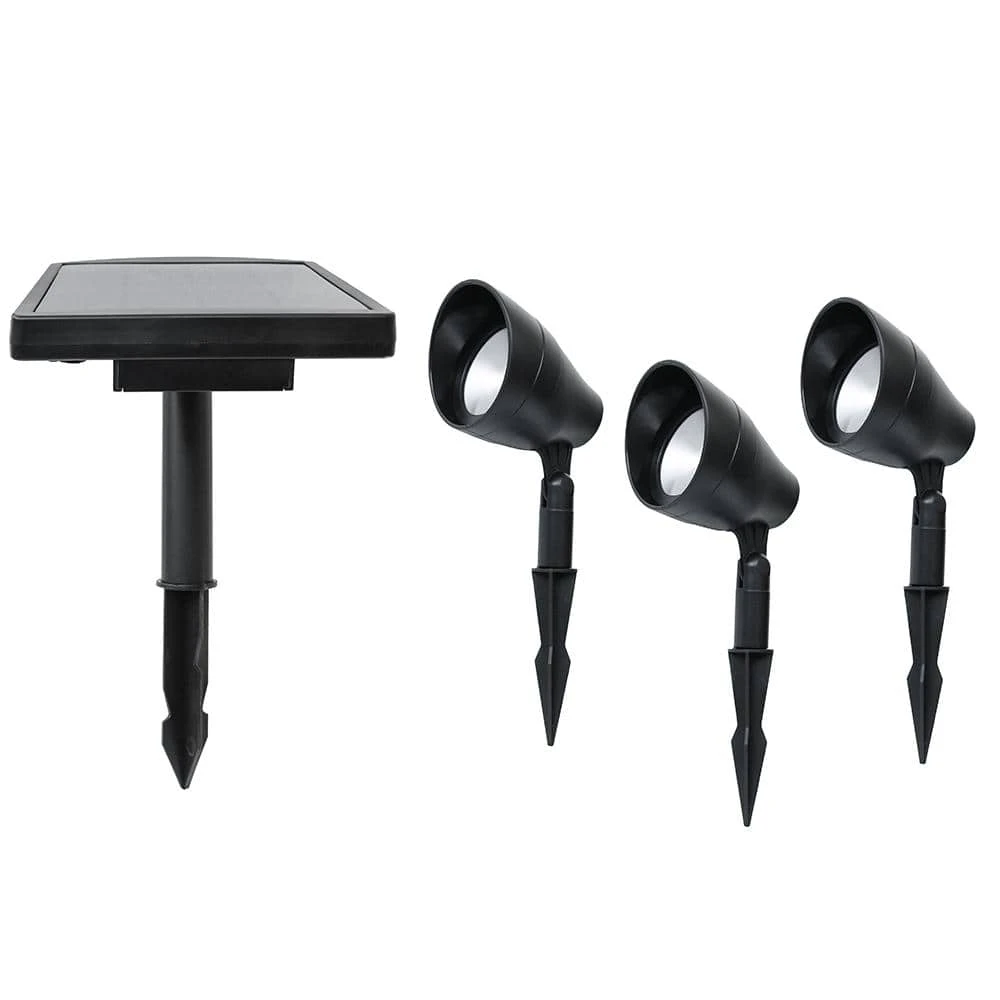 Solar 50 Lumens Black Integrated LED Spotlight with Remote Panel (3-Pack); Weather/Water/Rust Resistant by Hampton Bay 4 Solar 50 Lumens Black Integrated LED Spotlight with Remote Panel (3-Pack); Weather/Water/Rust Resistant by Hampton Bay - Image 4