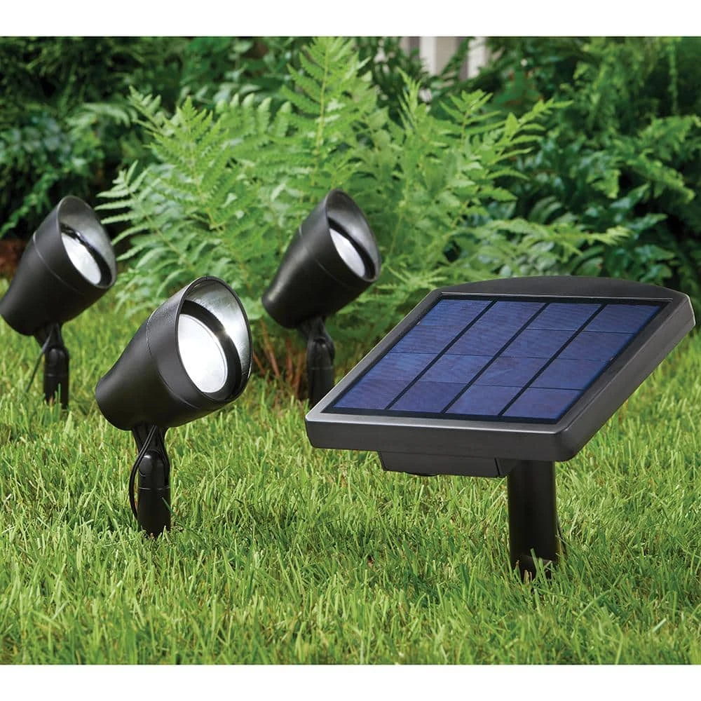 Solar 50 Lumens Black Integrated LED Spotlight with Remote Panel (3-Pack); Weather/Water/Rust Resistant by Hampton Bay 2 Solar 50 Lumens Black Integrated LED Spotlight with Remote Panel (3-Pack); Weather/Water/Rust Resistant by Hampton Bay - Image 2
