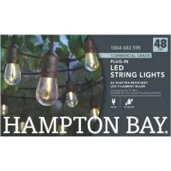 24-Light Indoor/Outdoor 48 ft. String Light with S14 Single Filament LED Bulbs by Hampton Bay 13 24-Light Indoor/Outdoor 48 ft. String Light with S14 Single Filament LED Bulbs by Hampton Bay -Hampton Bay Sales black hampton bay string lights 10328 1f 1000