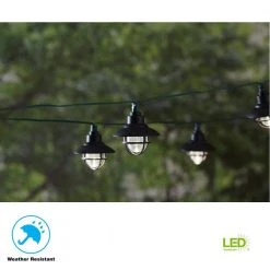 20-Light 231 in. Solar Black Integrated LED Nautical String Light by Hampton Bay