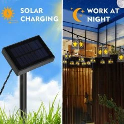 Solar 10-Light 150 in. Integrated LED String Light with Lone Star Shade by Hampton Bay 12 Solar 10-Light 150 in. Integrated LED String Light with Lone Star Shade by Hampton Bay -Hampton Bay Sales black hampton bay string lights 82151 4f 1000