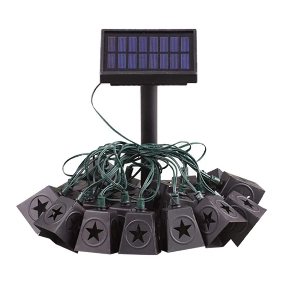 Solar 10-Light 150 in. Integrated LED String Light with Lone Star Shade by Hampton Bay 1 Solar 10-Light 150 in. Integrated LED String Light with Lone Star Shade by Hampton Bay