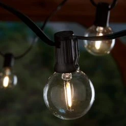 Outdoor 25 ft. Plug-in Globe LED G40 Bulb String-Light (25-Bulbs) by Hampton Bay -Hampton Bay Sales black hampton bay string lights mypc 025l 0 8 40 1000
