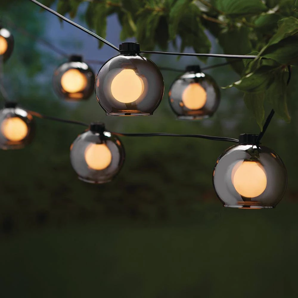 Outdoor/Indoor 10 ft. Plug-In G Type Bulb Incandescent String Light with 8-Smoky Glass Shades (2-Pack) by Hampton Bay 3 Outdoor/Indoor 10 ft. Plug-In G Type Bulb Incandescent String Light with 8-Smoky Glass Shades (2-Pack) by Hampton Bay - Image 3