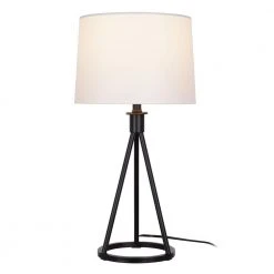 Higgins 23.75 in. Black Tripod Table Lamp with Round Base by Hampton Bay -Hampton Bay Sales black hampton bay table lamps 24121 000 c3 1000
