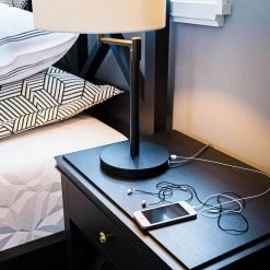 Whitworth 24.5 in. Black Accent Lamp with Swing Arm and USB Port by Hampton Bay -Hampton Bay Sales black hampton bay table lamps hdp15310 44 1000