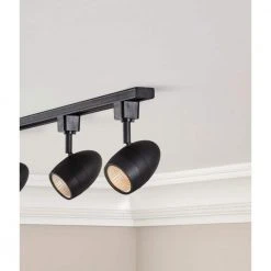 1-Light Black Integrated LED Linear Round Back Track Lighting Head by Hampton Bay -Hampton Bay Sales black hampton bay track lighting heads 804675 1f 1000