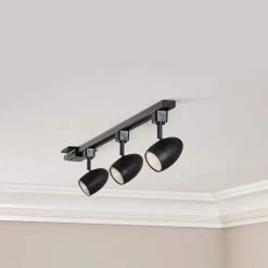 1-Light Black Integrated LED Linear Round Back Track Lighting Head by Hampton Bay -Hampton Bay Sales black hampton bay track lighting heads 804675 4f 1000