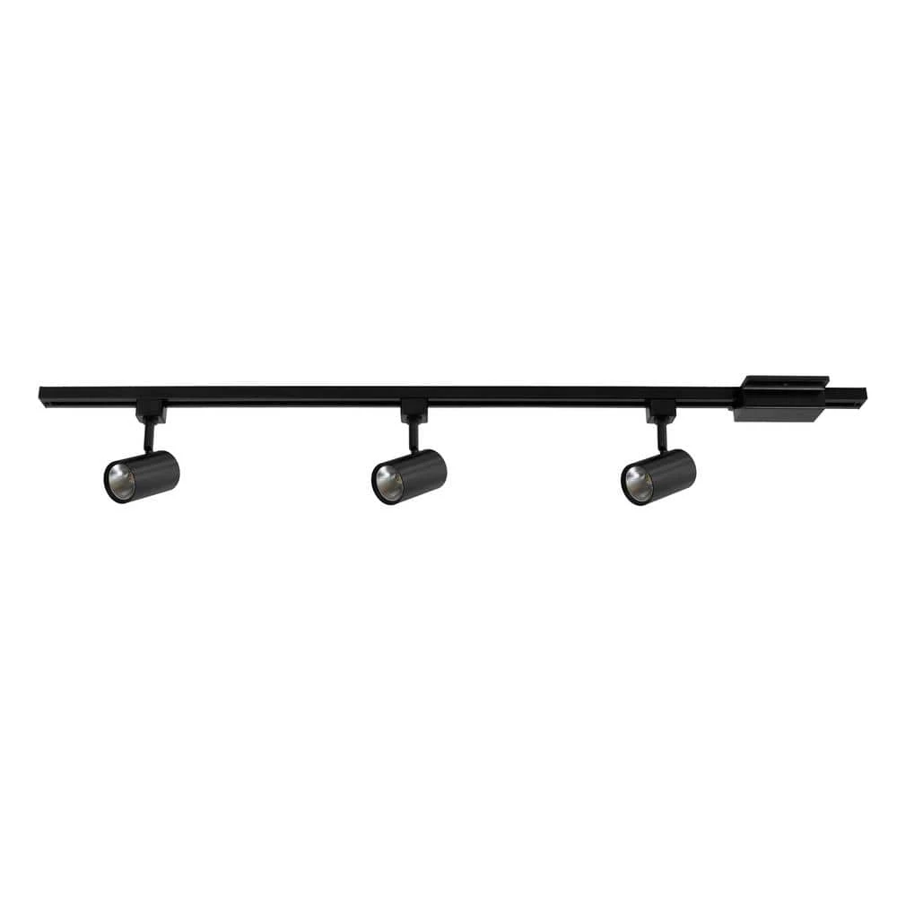 4-ft. 3-Light Black Integrated LED Linear Track Lighting Kit with Mini Cylinder Track Heads by Hampton Bay 2 4-ft. 3-Light Black Integrated LED Linear Track Lighting Kit with Mini Cylinder Track Heads by Hampton Bay - Image 2