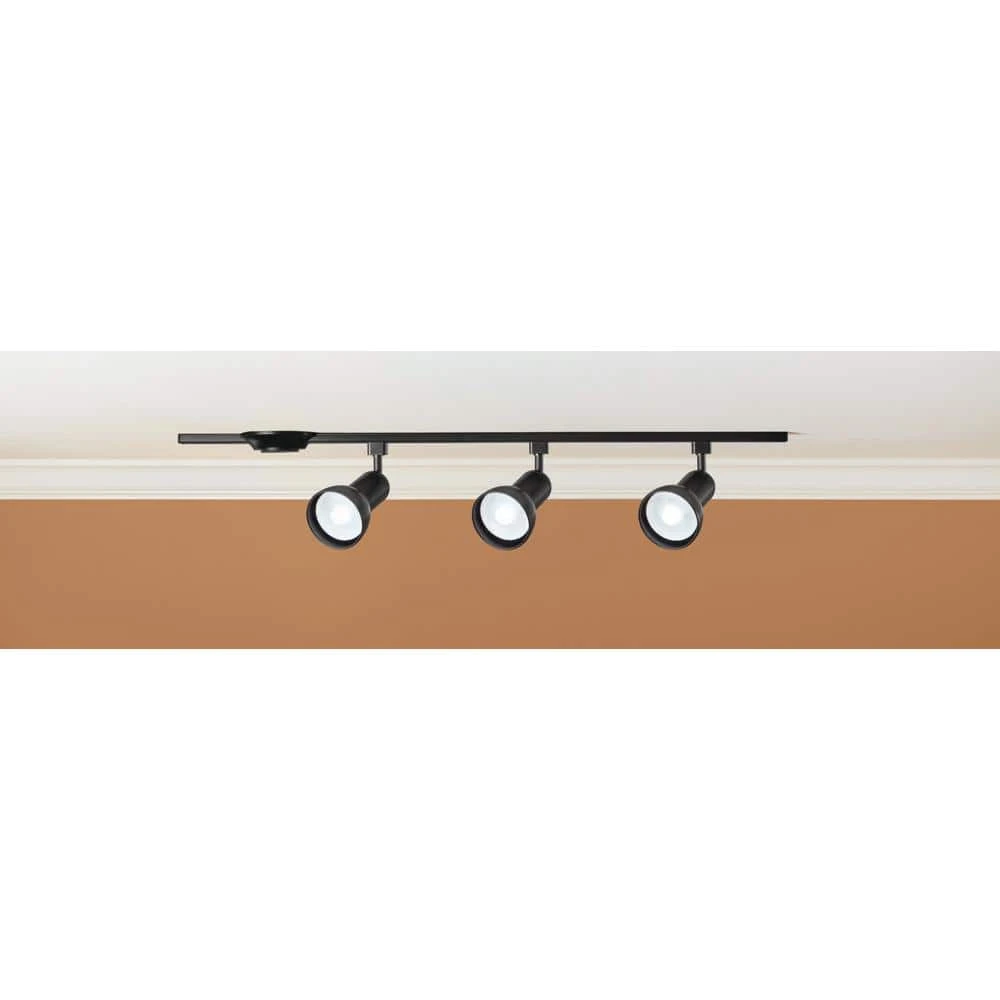 4 ft. 3-Light Black Linear Track Lighting Kit with R30/PAR30 Large Step Heads by Hampton Bay 4 4 ft. 3-Light Black Linear Track Lighting Kit with R30/PAR30 Large Step Heads by Hampton Bay - Image 4