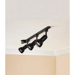 4 ft. 3-Light Black Linear Track Lighting Kit with R20/PAR20 Medium Step Heads by Hampton Bay -Hampton Bay Sales black hampton bay track lighting kits 813860 1f 1000