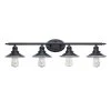 Glenhurst 4-Light Black Industrial Farmhouse Bathroom Vanity Light Fixture with Metal Shades by Hampton Bay