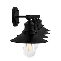 Glenhurst 4-Light Black Industrial Farmhouse Bathroom Vanity Light Fixture with Metal Shades by Hampton Bay -Hampton Bay Sales black hampton bay vanity lighting 20514 bk 66 1000
