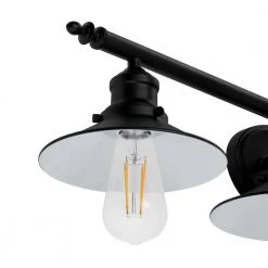 Glenhurst 4-Light Black Industrial Farmhouse Bathroom Vanity Light Fixture with Metal Shades by Hampton Bay -Hampton Bay Sales black hampton bay vanity lighting 20514 bk a0 1000