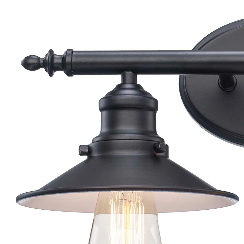 Glenhurst 2-Light Black Industrial Farmhouse Bathroom Vanity Light Fixture with Metal Shades by Hampton Bay 8 Glenhurst 2-Light Black Industrial Farmhouse Bathroom Vanity Light Fixture with Metal Shades by Hampton Bay - Image 8