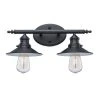 Glenhurst 2-Light Black Industrial Farmhouse Bathroom Vanity Light Fixture with Metal Shades by Hampton Bay