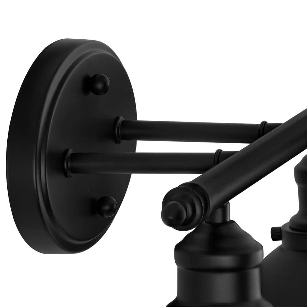 Glenhurst 2-Light Black Industrial Farmhouse Bathroom Vanity Light Fixture with Metal Shades by Hampton Bay 5 Glenhurst 2-Light Black Industrial Farmhouse Bathroom Vanity Light Fixture with Metal Shades by Hampton Bay - Image 5