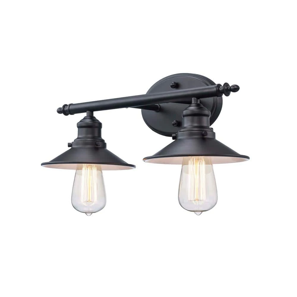 Glenhurst 2-Light Black Industrial Farmhouse Bathroom Vanity Light Fixture with Metal Shades by Hampton Bay 7 Glenhurst 2-Light Black Industrial Farmhouse Bathroom Vanity Light Fixture with Metal Shades by Hampton Bay - Image 7